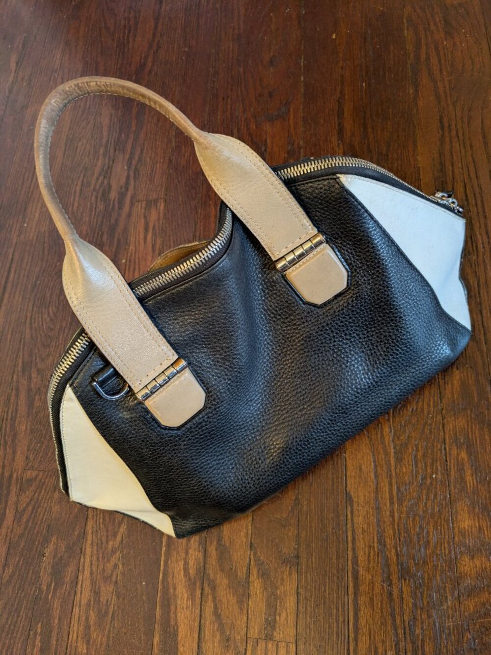 Fabulous Mackage Women's Leather Handbag Black White & Taupe